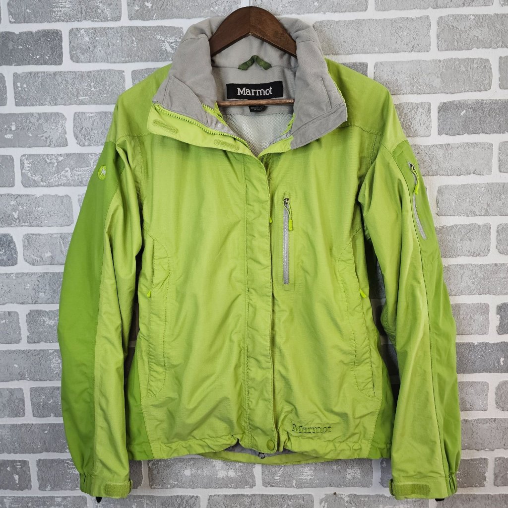 Marmot Rain Jacket Women's Medium Green Outdoors Hiking Camping Vented Lined